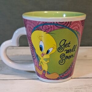 Tweety Bird Cup, Get Well Soon Mug, Heart Shape Handle, Warner Bros Looney Tunes